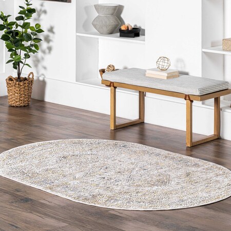 Nuloom Madisson Vintage Faded Medallion Area Rug 4ft x 6ft CFDR05B-O406